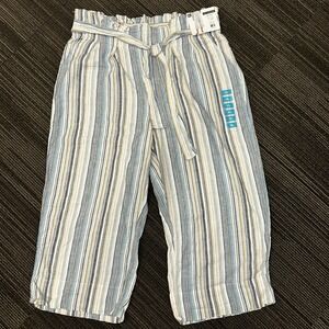 Zac & Rachel Linen‎ Blend Crop Pants Womens L Multi Striped Wide Leg Paperbag